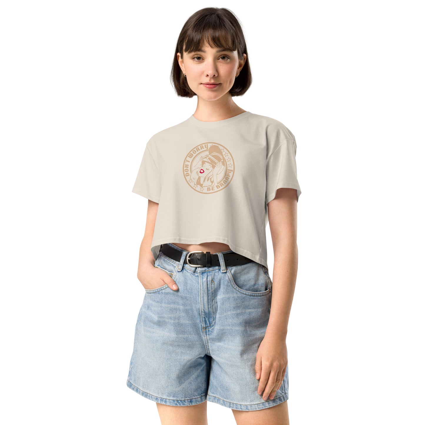 Don't Worry. Be Braapy. Women’s crop top